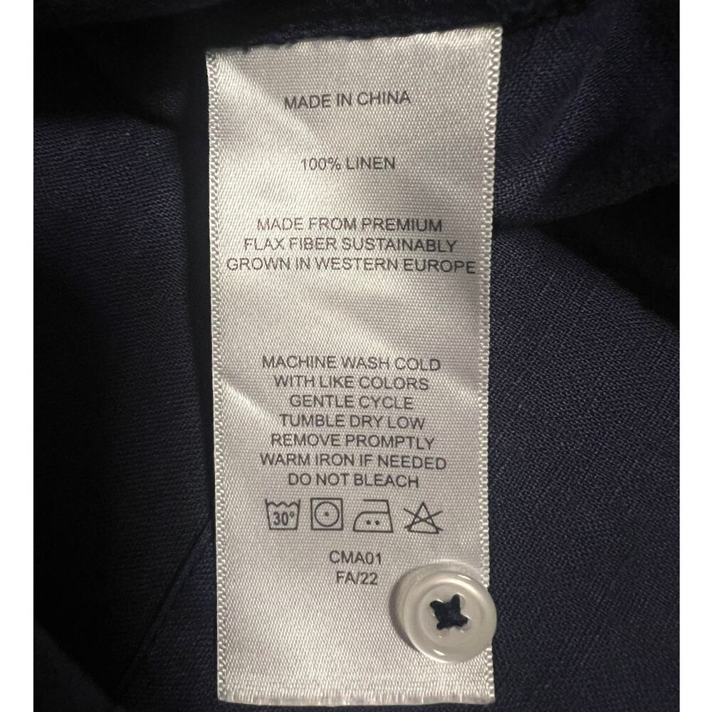 Quince Women's 100% Linen Classic Navy Blue Button Down Shirt Minimalist Size M - Picture 13 of 16